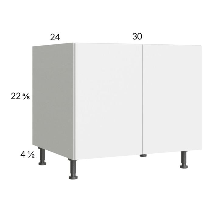 RTA Euro Gloss White 30" Full Height Door Desk Base Cabinet with 2 Finished End Panels
