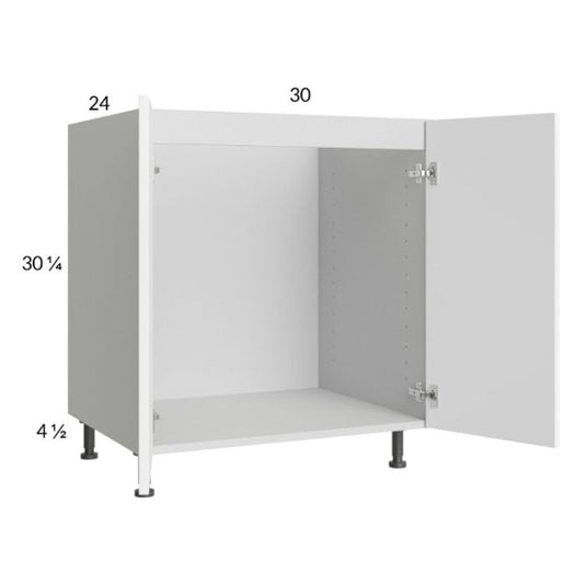 RTA Euro Gloss White 30" Full Height Door Sink Base Cabinet with 2 Finished End Panels