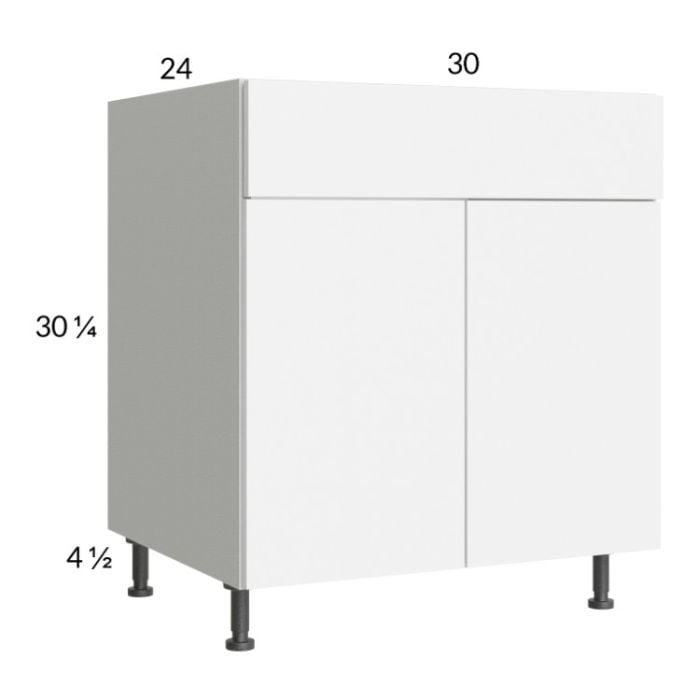 RTA Euro Gloss White 30" Sink Base Cabinet with 1 Finished End Panel