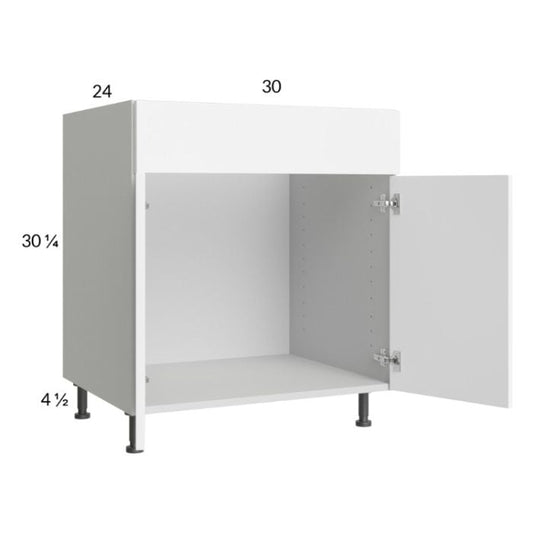 RTA Euro Gloss White 30" Sink Base Cabinet with 1 Finished End Panel