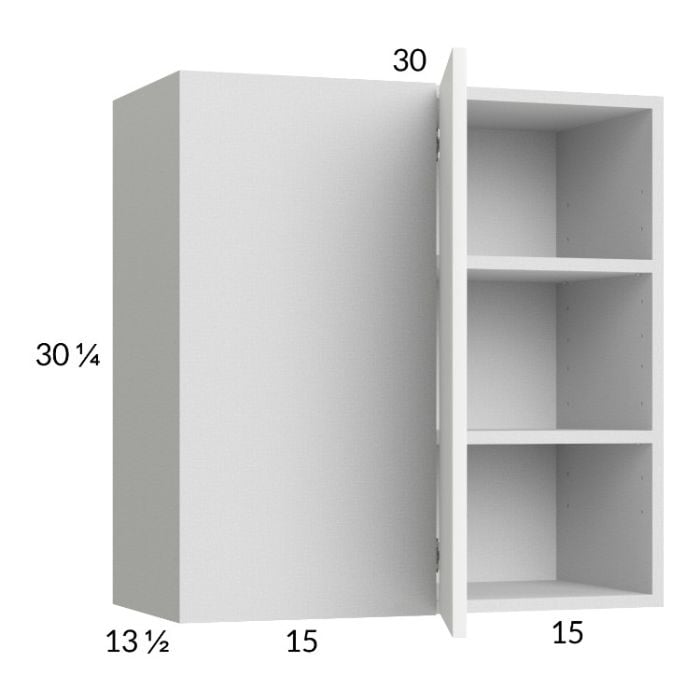 RTA Euro Gloss White 30" x 30-1/4" Blind Corner Wall Cabinet with 2 Finished End Panels
