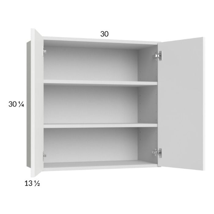 RTA Euro Gloss White 30" x 30-1/4" Wall Cabinet with 1 Finished End Panel