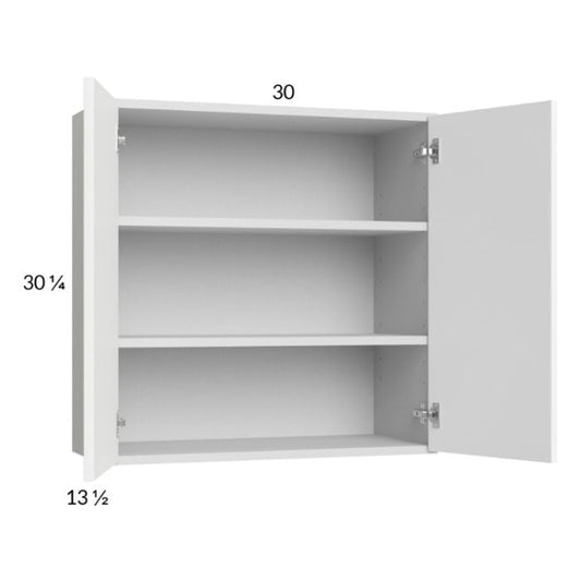 RTA Euro Gloss White 30" x 30-1/4" Wall Cabinet with 1 Finished End Panel