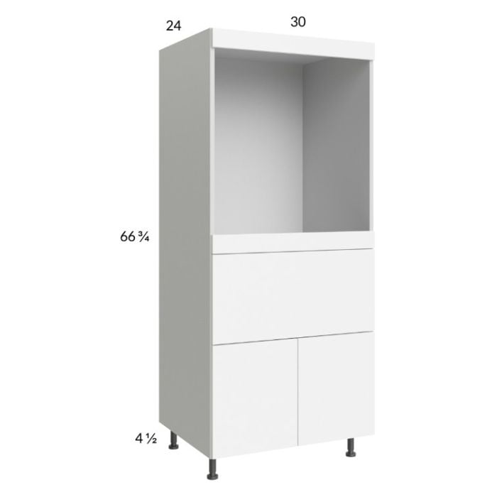 RTA Euro Gloss White 30" x 71" - 1/4" Single Oven Cabinet with 1 Drawer and 2 Doors and 2 Finished End Panels