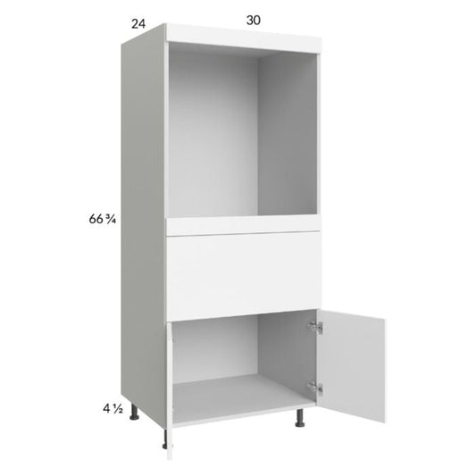 RTA Euro Gloss White 30" x 71" - 1/4" Single Oven Cabinet with 1 Drawer and 2 Doors