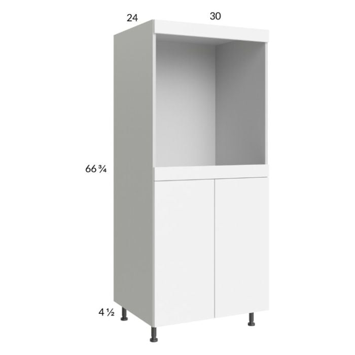 RTA Euro Gloss White 30" x 71" - 1/4" Single Oven Cabinet with 2 Doors and 1 Finished End Panel
