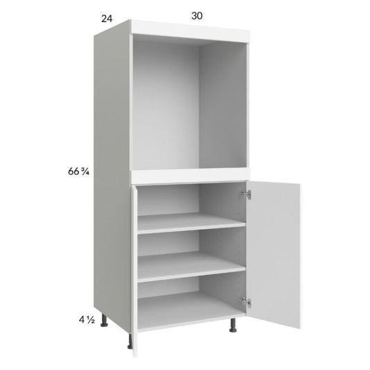 RTA Euro Gloss White 30" x 71" - 1/4" Single Oven Cabinet with 2 Doors and 2 Finished End Panels