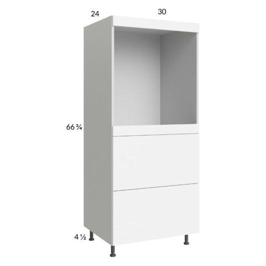 RTA Euro Gloss White 30" x 71" - 1/4" Single Oven Cabinet with 2 Drawers and 1 Finished End Panel