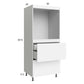 RTA Euro Gloss White 30" x 71" - 1/4" Single Oven Cabinet with 2 Drawers and 1 Inner Drawer and 2 Finished End Panels