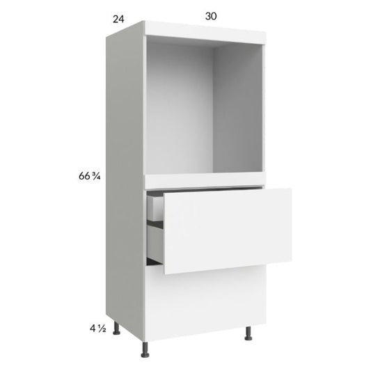 RTA Euro Gloss White 30" x 71" - 1/4" Single Oven Cabinet with 2 Drawers and 1 Inner Drawer and 2 Finished End Panels