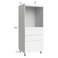 RTA Euro Gloss White 30" x 71" - 1/4" Single Oven Cabinet with 3 Drawers