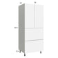 RTA Euro Gloss White 30" x 71" - 1/4" Utility Cabinet with 2 Doors, 2 Drawers and 1 Inner Drawer and 2 Finished End Panels