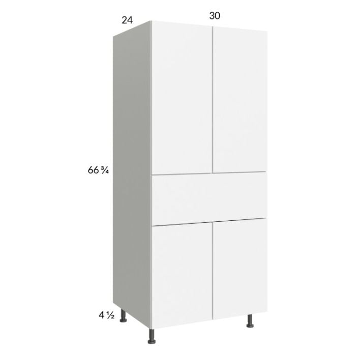 RTA Euro Gloss White 30" x 71" - 1/4" Utility Cabinet with 2 Doors and 1 Drawer and 2 Finished End Panels