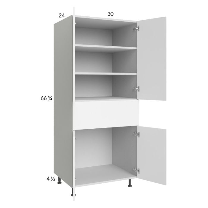 RTA Euro Gloss White 30" x 71" - 1/4" Utility Cabinet with 2 Doors and 1 Drawer