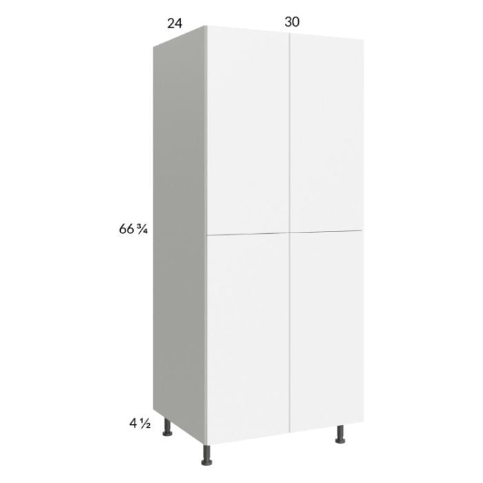 RTA Euro Gloss White 30" x 71" - 1/4" Utility Cabinet with 2 Doors and 1 Finished End Panel