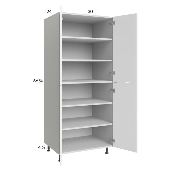 RTA Euro Gloss White 30" x 71" - 1/4" Utility Cabinet with 2 Doors and 1 Finished End Panel