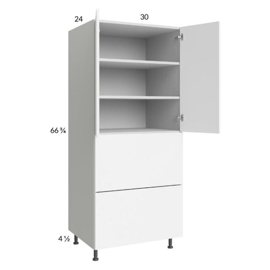 RTA Euro Gloss White 30" x 71" - 1/4" Utility Cabinet with 2 Doors and 2 Drawers and 2 Finished End Panels