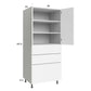 RTA Euro Gloss White 30" x 71" - 1/4" Utility Cabinet with 2 Doors and 3 Drawers and 1 Finished End Panel\