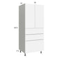 RTA Euro Gloss White 30" x 71" - 1/4" Utility Cabinet with 2 Doors and 3 Drawers and 2 Finished End Panels