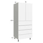 RTA Euro Gloss White 30" x 71" - 1/4" Utility Cabinet with 2 Doors and 4 Drawers and 1 Finished End Panel