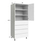 RTA Euro Gloss White 30" x 71" - 1/4" Utility Cabinet with 2 Doors and 4 Drawers and 2 Finished End Panels