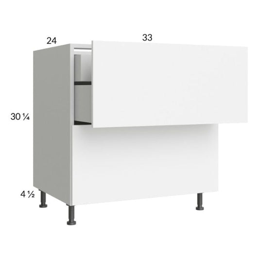 RTA Euro Gloss White 33" 2-Drawer Base Cabinet with 1 Inner Drawer and 1 Finished End Panel