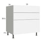 RTA Euro Gloss White 33" 3-Drawer Base Cabinet with 1 Finished End Panel