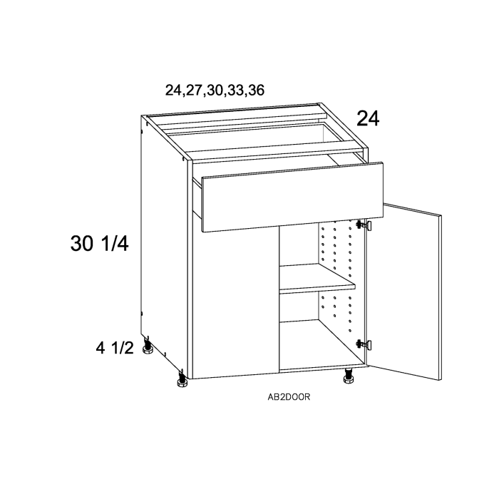 RTA Euro Gloss White 33" Base Cabinet