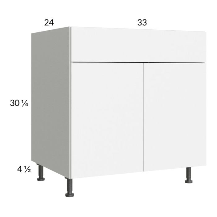 RTA Euro Gloss White 33" Base Cabinet with 1 Finished End Panel