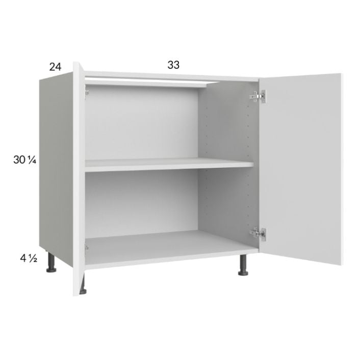 RTA Euro Gloss White 33" Full Height Door Base Cabinet with 1 Finished End Panel