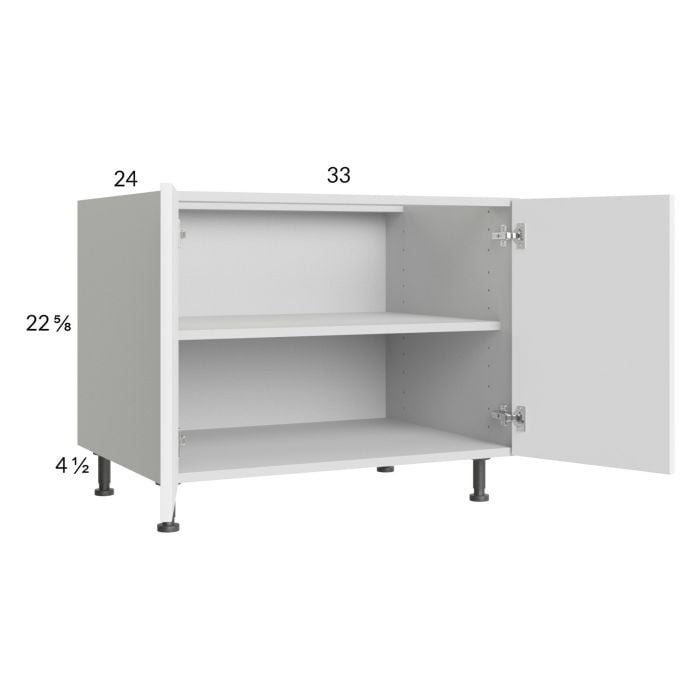 RTA Euro Gloss White 33" Full Height Door Desk Base Cabinet with 1 Finished End Panel