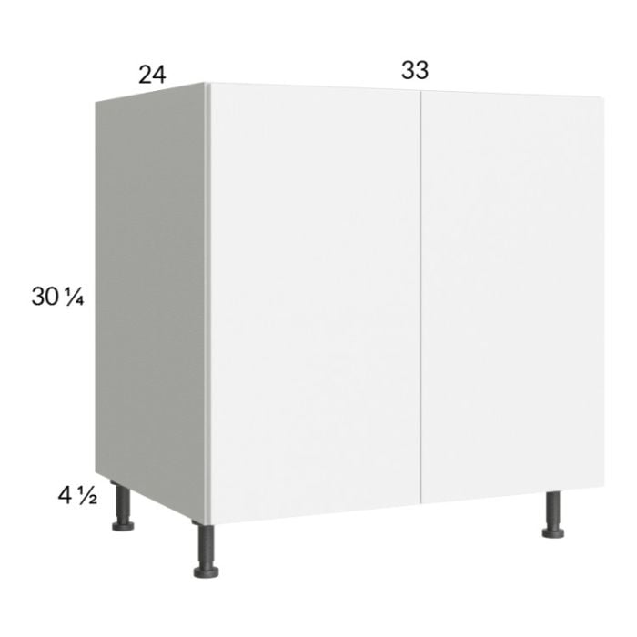 RTA Euro Gloss White 33" Full Height Door Sink Base Cabinet with 2 Finished End Panels