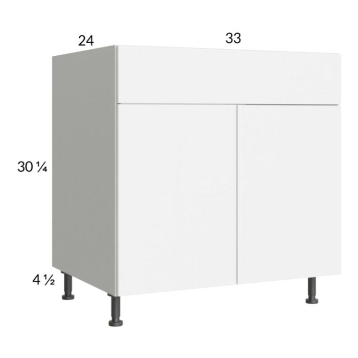 RTA Euro Gloss White 33" Sink Base Cabinet with 1 Finished End Panel