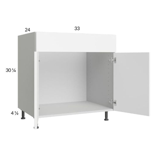 RTA Euro Gloss White 33" Sink Base Cabinet with 1 Finished End Panel