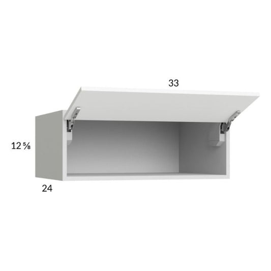 RTA Euro Gloss White 33" x 12-5/8" x 24" Flip Up Door Wall Cabinet with 1 Finished End Panel