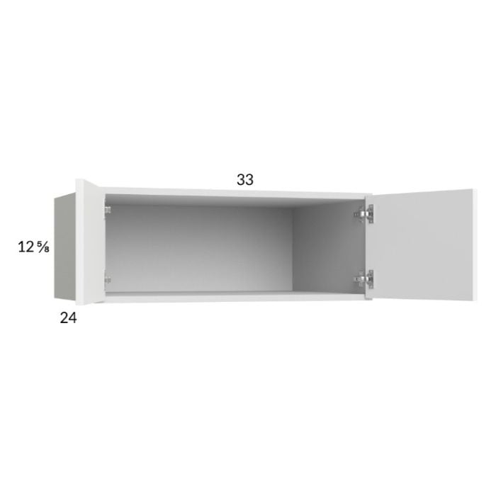 RTA Euro Gloss White 33" x 12-5/8" x 24' Wall Cabinet with 1 Finished End Panel