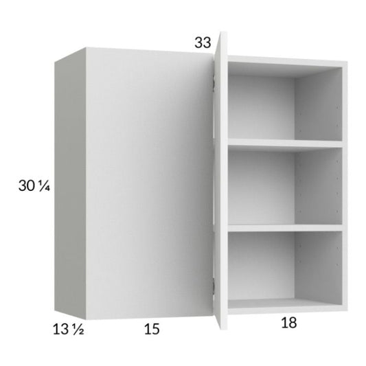 RTA Euro Gloss White 33" x 30-1/4" Blind Corner Wall Cabinet with 1 Finished End Panel