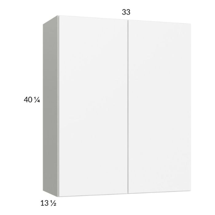 RTA Euro Gloss White 33" x 40-1/4" Wall Cabinet with 1 Finished End Panel
