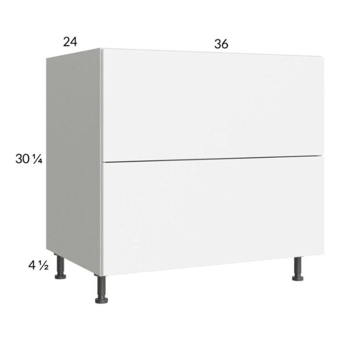 RTA Euro Gloss White 36" 2-Drawer Base Cabinet with 1 Inner Drawer