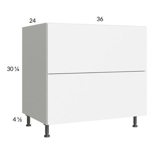 RTA Euro Gloss White 36" 2-Drawer Base Cabinet with 2 Finished End Panels