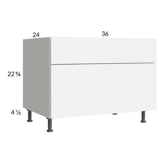 RTA Euro Gloss White 36" 2-Drawer Desk Base Cabinet and 2 Finished End Panels