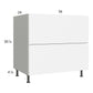 RTA Euro Gloss White 36" 2-Drawer Range Base Cabinet with 1 Finished End Panel