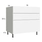 RTA Euro Gloss White 36" 3-Drawer Base Cabinet with 1 Finished End Panel