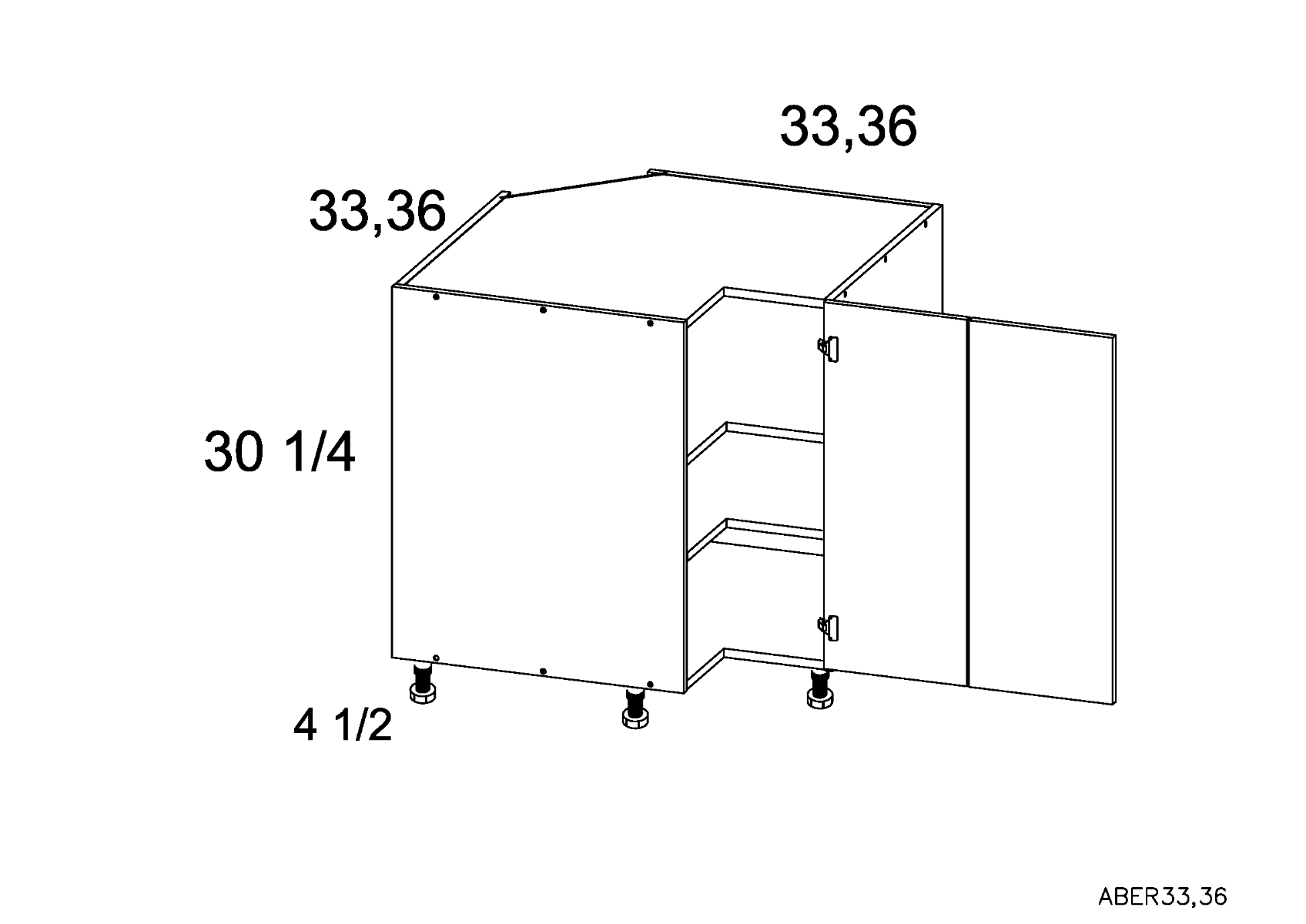 RTA Euro Gloss White 36" Corner Base Cabinet