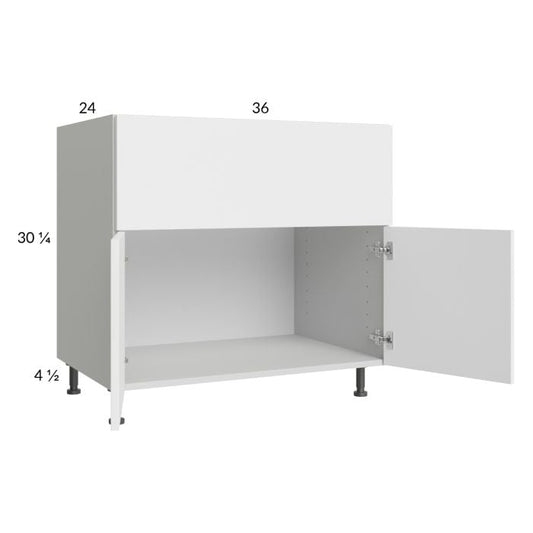 RTA Euro Gloss White 36" Farm Sink Base Cabinet with 1 Finished End Panel
