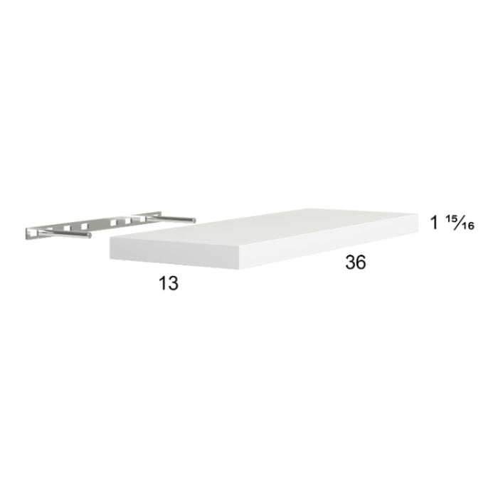 RTA Euro Gloss White 36" Floating Wall Shelf
