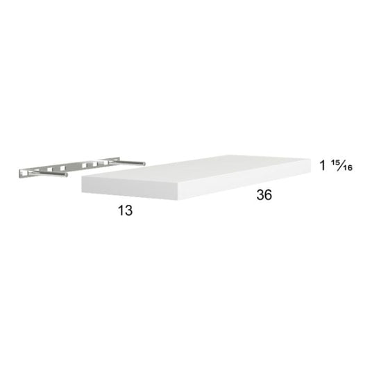 RTA Euro Gloss White 36" Floating Wall Shelf