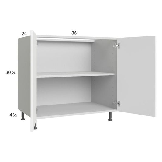 RTA Euro Gloss White 36" Full Height Door Base Cabinet with 1 Finished End Panel