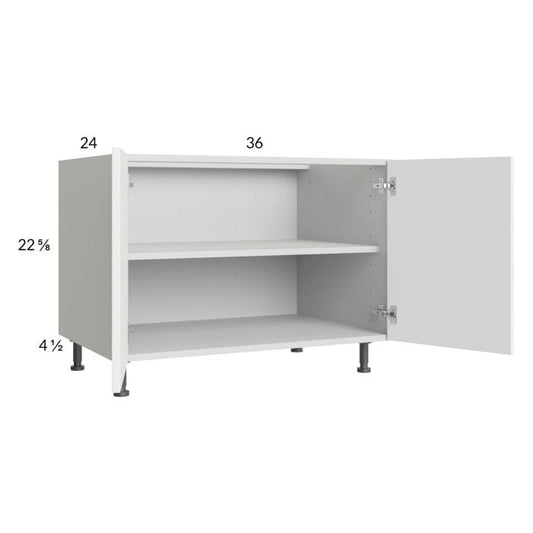 RTA Euro Gloss White 36" Full Height Door Desk Base Cabinet and 1 Finished End Panel