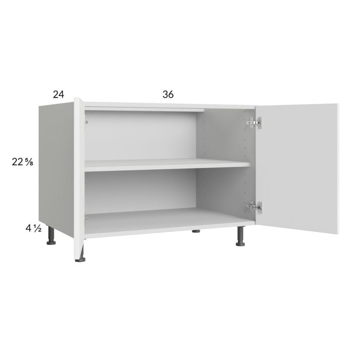 RTA Euro Gloss White 36" Full Height Door Desk Base Cabinet and 2 Finished End Panels